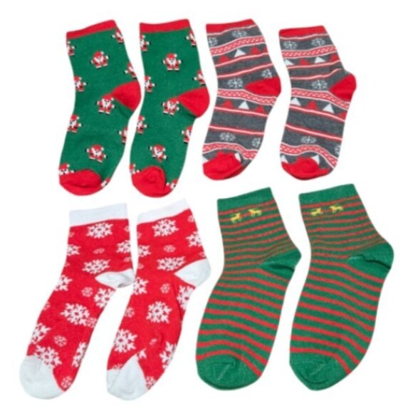 4 Pairs Christmas Unisex Adult Mid-Calf Cozy Knit Socks Gift Set - NEW - Picture 4 of 4